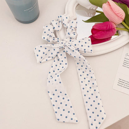 Polka Dot Floral Bow Hair Tie Girl Large Bowel Scrunchie Hair Rope