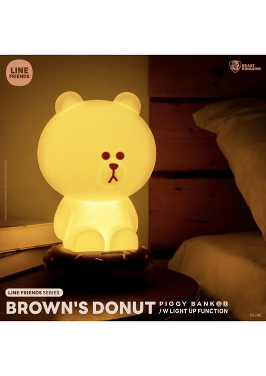 VPB-014 LINE FRIENDS Series BROWN's Donut Piggy Bank w/ Light Up Function (Piggy Bank)