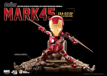 MARVEL: Age Of Ultron Iron Man Mk45 With Ultron Sentry Accy Chrome Ver EAA-021SP BEAST KINGDOM